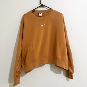 Nike Women's Burnt Orange Cropped Crew Neck Sweater